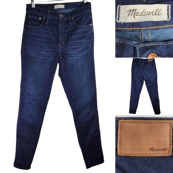 Madewell Womens 28 10" High-Rise Skinny Jeans Blue Dark Wash Stretch - Picture 1 of 11